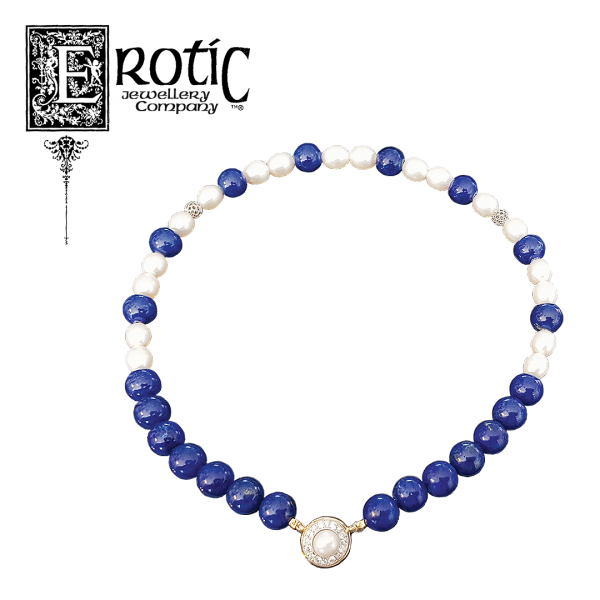 Lapis and Pearl Strand with Diamond and Pearl Strand