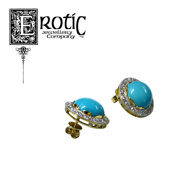 Sleeping Beauty Turquoise and Diamond Earrings by Paul Amey