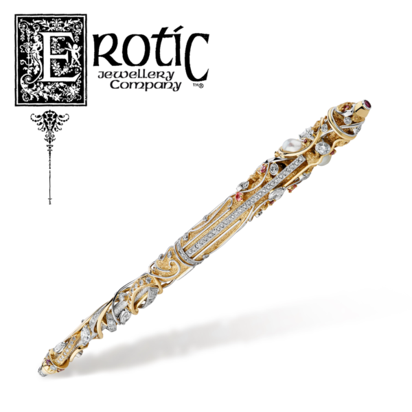 Pink Mist Pen by Paul Amey in gold, platinum with diamonds and pearls