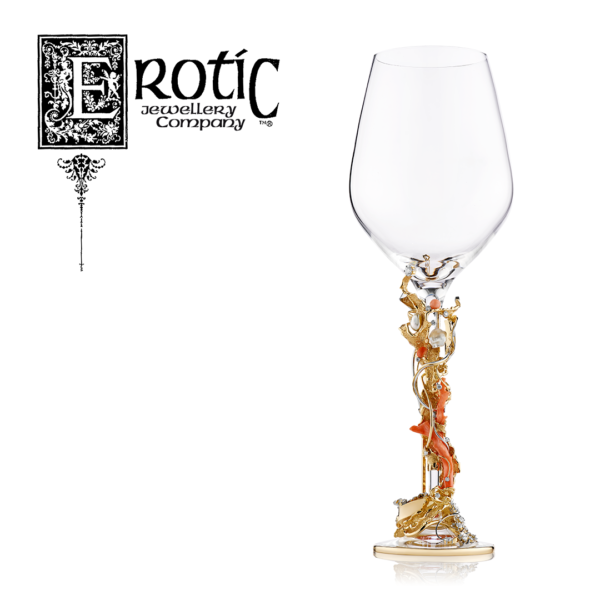 Oceana stemware by Paul Amey in gold, diamonds, pearls, pink coral