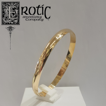 9ct yellow gold solid half round bangle handmade by Paul Amey