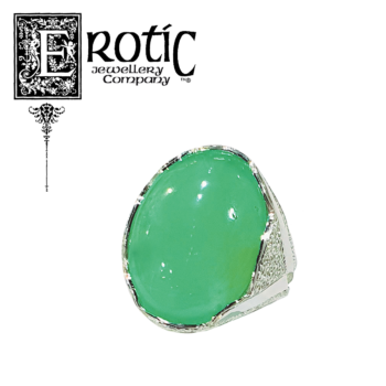 Sterling silver and chrysoprase ring handmade by Paul Amey