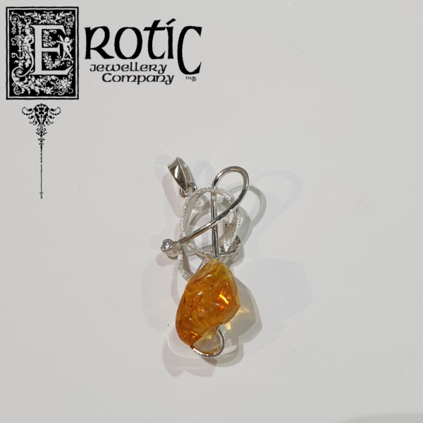 Sterling Silver and natural amber pendant handmade by Paul Amey