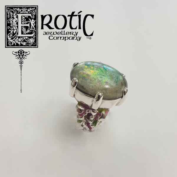 Sterling Silver Molten Edge and Matrix Opal Ring. Handmade by Paul Amey with his finish.
